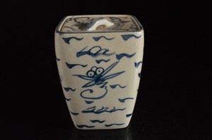 P4871: Japanese Kiyomizu-ware Dragonfly pattern Mizusashi FRESH WATER POT