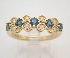 Eternity Band Wedding Ring 2.47Ct Round Lab-Created London Blue Topaz 925 Silver