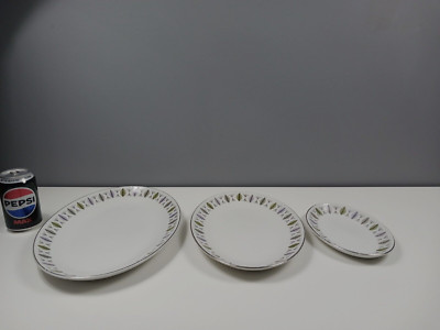 3 x Ridgway Fanfare WHITE MIST ovale Platten - verschiedene Größen - 21, 30, 35 cm