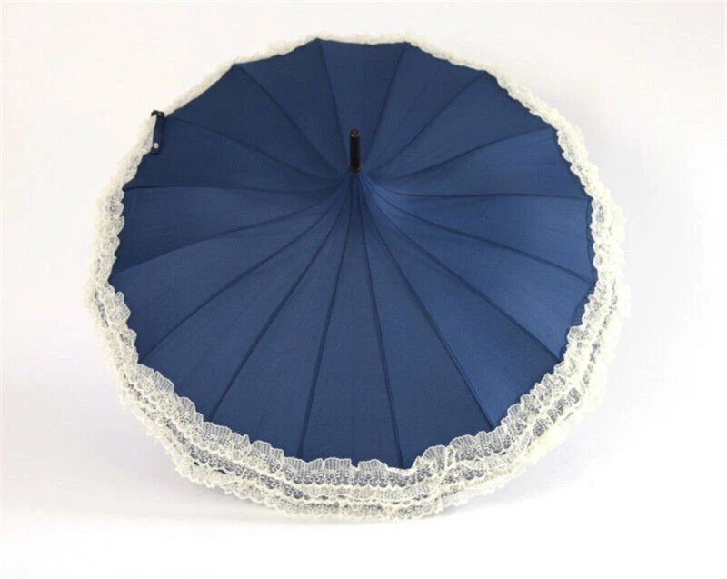 Umbrella Parasol Candy Color Princess Lace Pagoda Umbrella Long Handle Hook Gift - Image 2 of 4