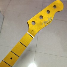 New 20 Fret Bass Guitar Neck part Maple For DIY Fender Replace yellow gloss