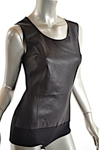 Camiseta deportiva de nailon de cuero negro Maison Martin Margiela sin etiquetas $695 42 US6 - Imagen 4 de 6