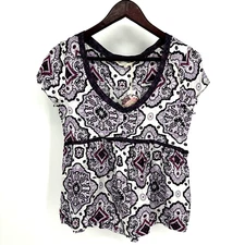 Odd Molly Free Floating Short Sleeve Blouse Lilac Purple White Size 1 NWT $159