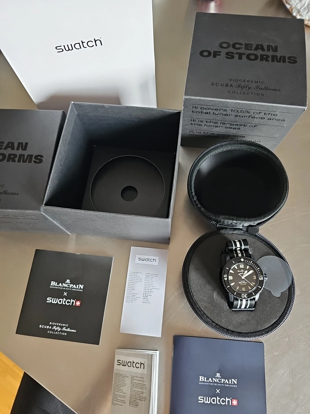 Blancpain — Swatch X Blancpain Ocean Storms Automatic Scuba Fifty Black Swiss Watch In Hand