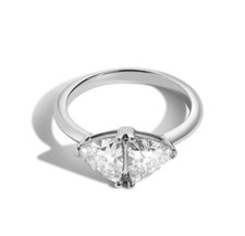 1.00 Carat GLI IGI Lab Created Trillion Cut Diamond Women's Ring 14k White Gold