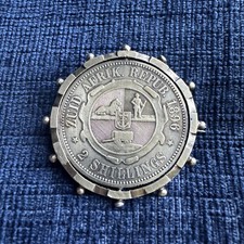 antique victorian sterling silver gilt south africa shilling brooch