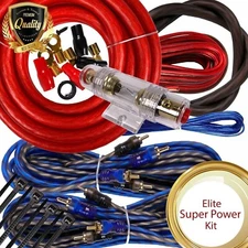Complete 4 Channels 2500W 4 Gauge Amplifier Installation Wiring Kit Amp PK3 Red