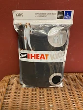 Kids "32 Heat" black thermal set leggings & long sleeve crew neck /Size L 12-14
