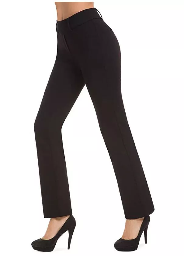 Bamans Women's Bootcut Pull-On Dress Pants Office Business Casual Yoga Work  Pant