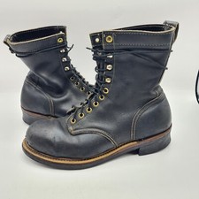 Vintage 1970s Knapp Black Steel Toe Work Motorcycle Boots Men's Size 7.5D