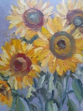 sunflowers original oil painting, sunflower wall art, bouquet of yellow flowers 