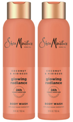 Shea Moisture Glowing Radiance Coconut & Hibiscus 24HR Body Wash 18oz-Pack of 2