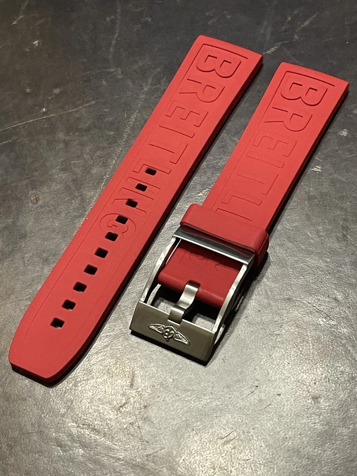 Correa de goma roja Breitling OEM 22 MM Diver Pro con hebilla Tang OEM Foto 3 de 4