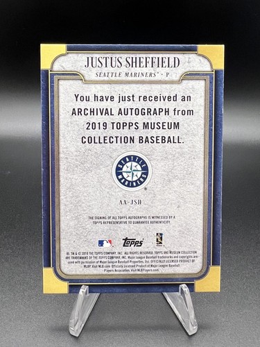 2019 Museum Collection Archival Autograph /299 Justus Sheffield RC Mariners - Picture 2 of 2