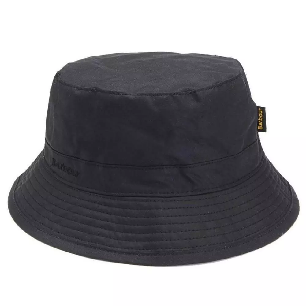 Barbour Mens Wax Sports Bucket Hat Black Waterproof Size S, M, L