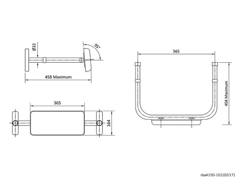 RBA AS1428 Disabled Back Rest Satin/Stainless Steel - Picture 2 of 2