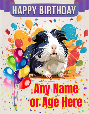Personalisierte Happy Birthday Meerschweinchen Karte A5 Gruß Schwein Haustier Haustiere süß individuell