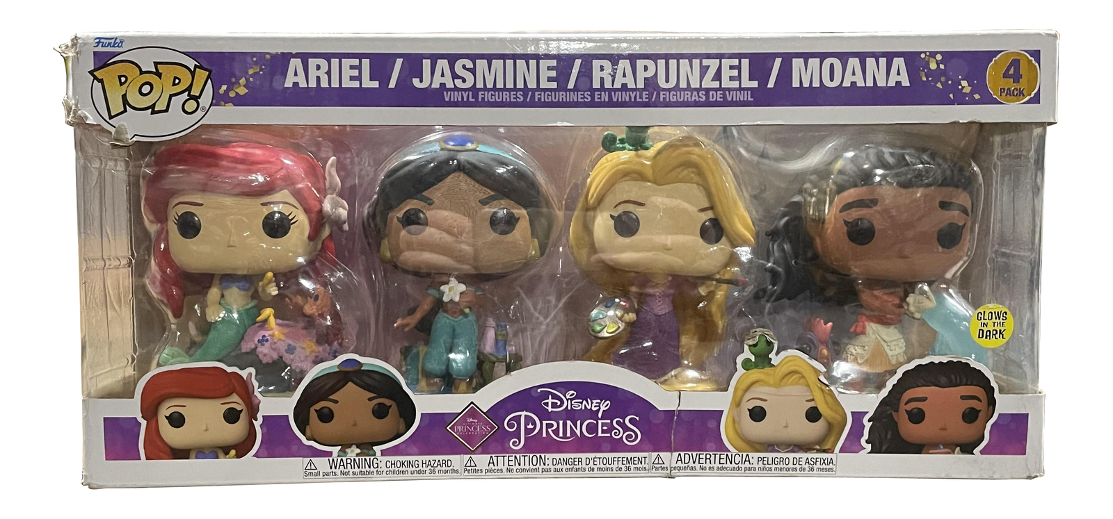 Funko Pop! Disney Princess - Ultimate Princess Glow 4-Pack Box Distressed