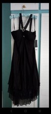Dress Cocktail Party by Official 100% Black Silk Satin & Chiffon Layers Size 10