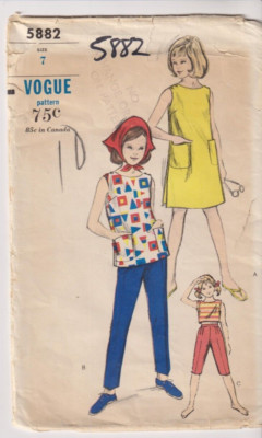 5882 BUTTERICK c.1963 - DRESS BLOUSE & PANTS - GIRLS Sz 7