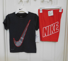 NWT 2pc Nike Swoosh Logo Shirt  Red Shorts Set sz 6
