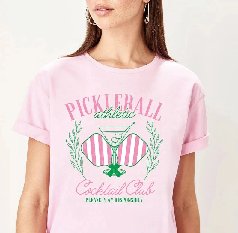 Pickleball Cocktail Club T Shirt, Long Sleeve, Sweatshirt and Hoodie.