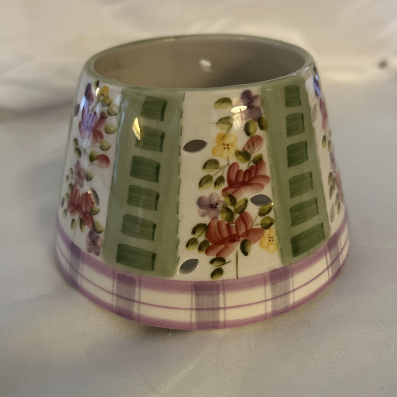 Celebrating Home Interiors Garden Harmony Candle Capper Shade Topper Ivory Green