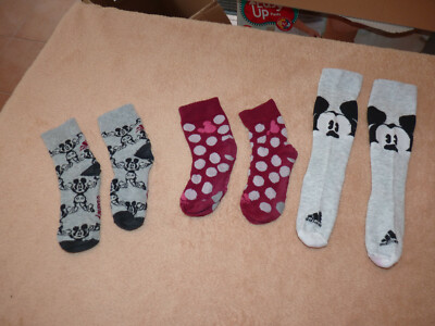 3 Paar schöne Söckchen - ADIDAS - Mickey Mouse - 31 - 32 - 33 - 34 - Mädchen