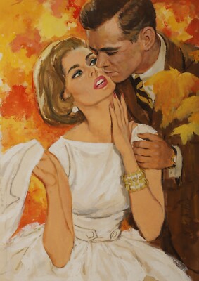 Marshall Dawson Miller Romance Story Couple Original Gouache Signed Art Painting