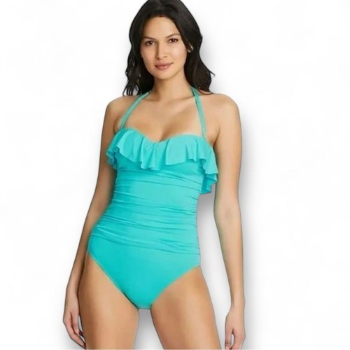 Bleu Rod Beattie Kore gekräuselte Rüsche Bandeau mit geformten Tassen und abnehmbarem Riemen - Bild 2 von 9