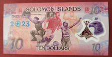 Solomon Island 10 Dollars $10 (2023)  Polymer Replacement - UNC