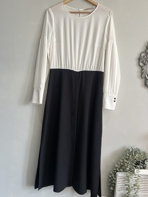 Pennyblack Cream & Black Pleated Sleeve occasion Dress Size 14 Brand New 
