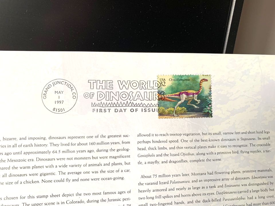 US FDC 1997 World of Dinosaurs First Day Program in Folder Scott 3136 ...