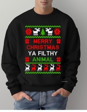 Funny Ugly Christmas Sweater Home Alone Merry Christmas Ya Filthy Animal Gift