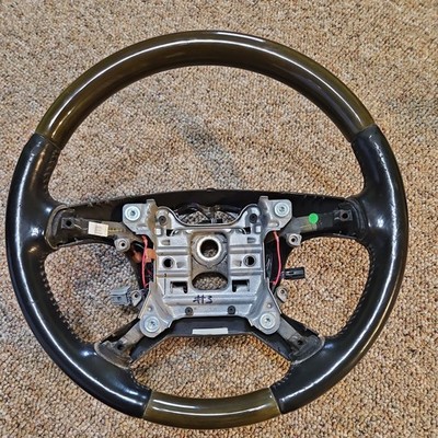 GM 20921238 Black Leather Woodgrain Steering Wheel from 2012 GMC Acadia 10917424