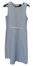 Chevron Striped Dress 4 Ann Taylor Black White Mitered Fit Flare Nautical Mod