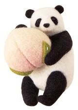 Hamanaka Needle Felt Mascot Kit Panda and Peach Bun Charm H441-634