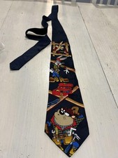 Vintage Looney Tunes Mania Tie Mens Bugs Bunny Taz Wile E Coyote 90s Cartoon