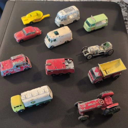 Matchbox Lesney Lot 20 England 1950s-60s Fire Trucks BP Tanker Unimog Tractor