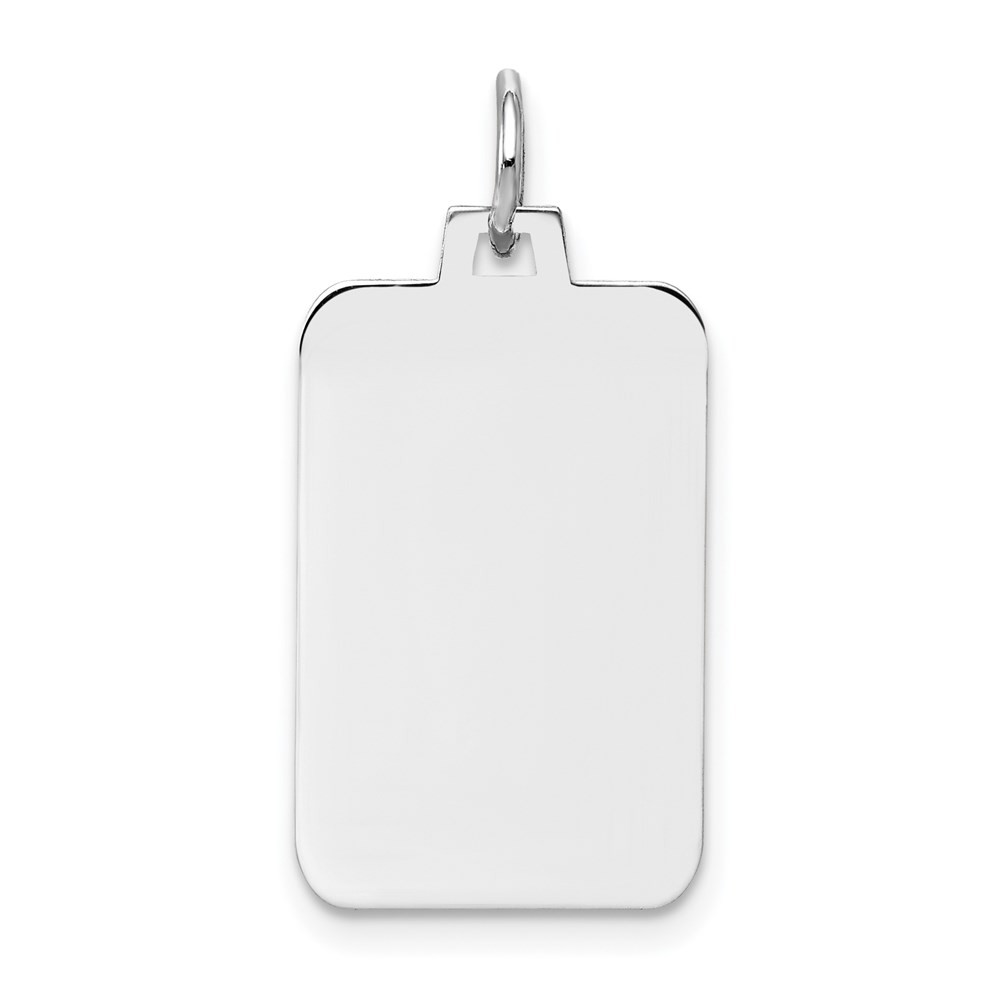 14k White Gold Plain 0.013 Gauge Rectangular Engravable Disc Charm Pendant
