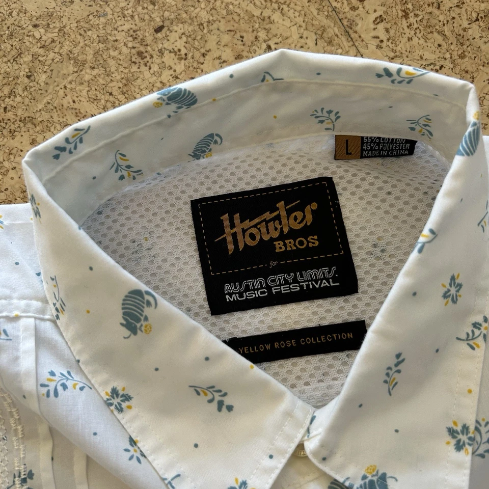 Howler Bros ACL Guayabera Austin City Limits Short Sleeve Button Up Shirt Large - Image 3 of 4