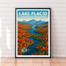 Lake Placid Unframed Illustration Print Poster Art Lake Placid Travel Print Lake