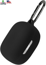 Geiomoo Silicone Case for JBL Tune Buds, Protective Cover with Carabiner Black 
