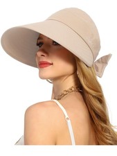 Women's Wide Brim Sun Visor Hat Packable UPF 50 Roll Up Beach Cap