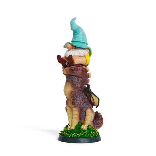 Enchanting Gnome Dragon Rider 12 in - Indoor-Outdoor Home and Garden Decor St...