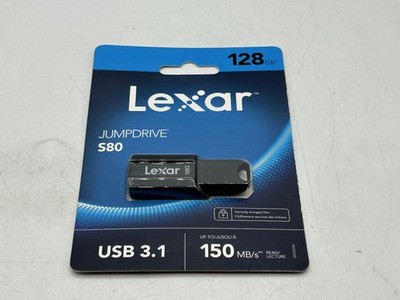 NEW SEALED 128GB Lexar JumpDrive S80 USB 3.1 Flash Drive Black LJDS80128G-BNBNU