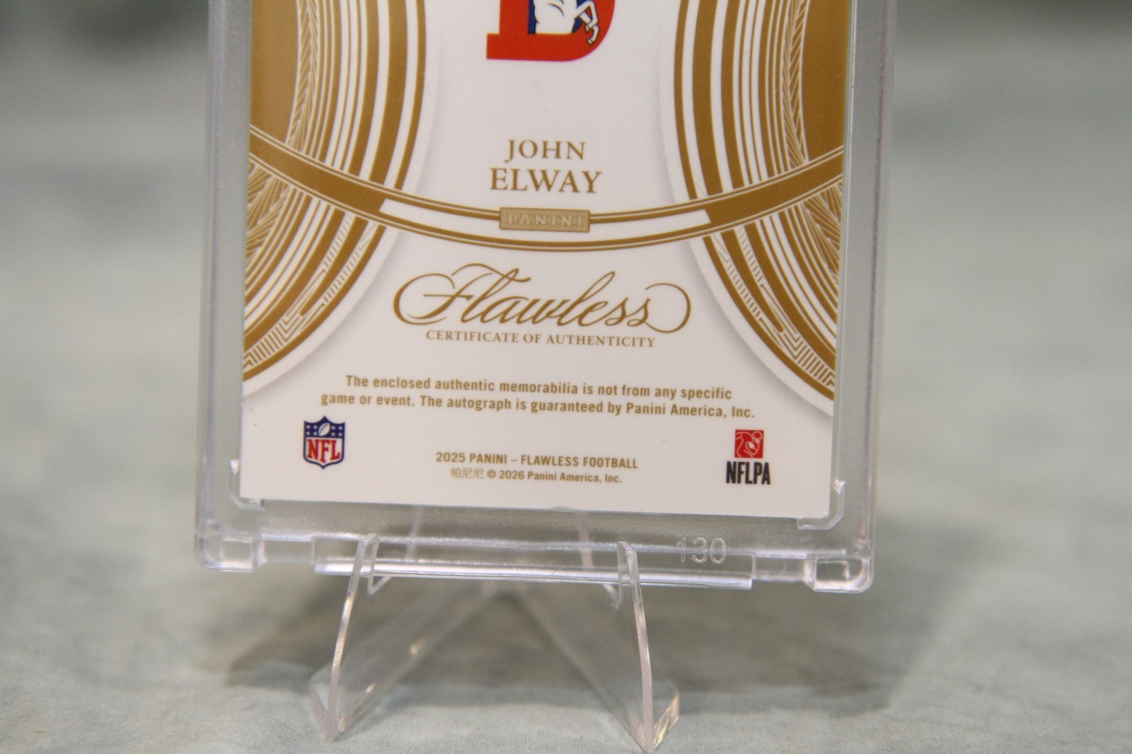 2025 Panini Flawless Denver Broncos John Elway Dual Patch Auto /20 DPA-JEY view 6