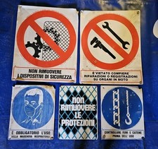Icn3 Cartelli Industriali,  Segnali Di Avvertimento , Lotto Vintage 5 Modelli 