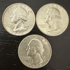1954-D Washington Quarter 90% Silver Denver Mint Lot of 3