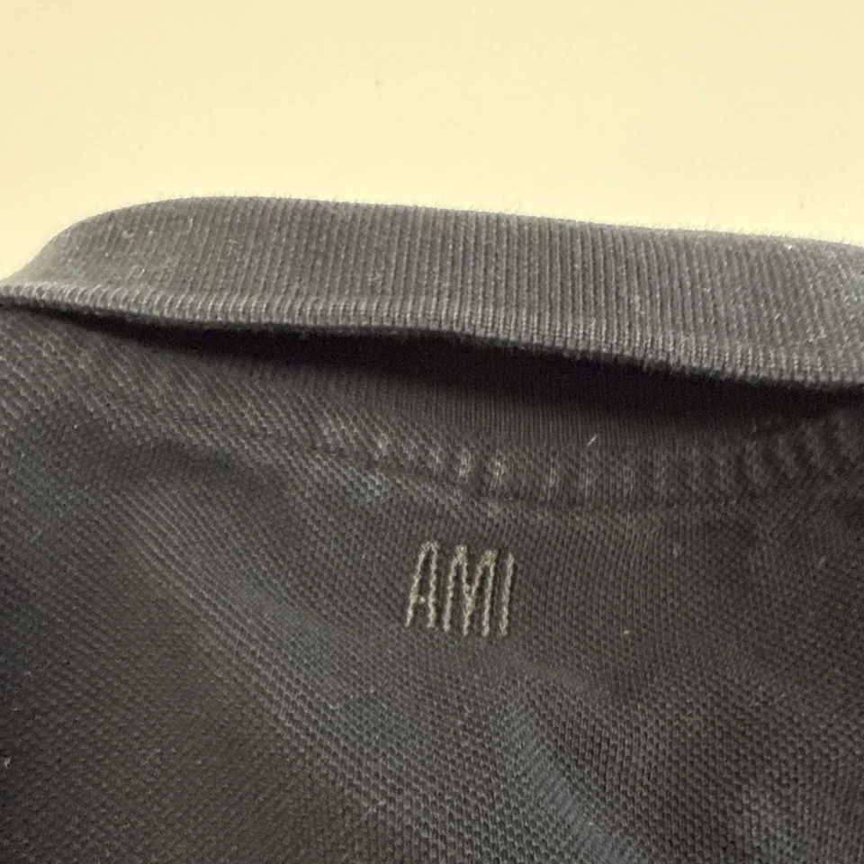 Ami Alexandre Mattiussi Polo Shirt Mens M/L Black Short Sleeve Paris - Image 4 of 4